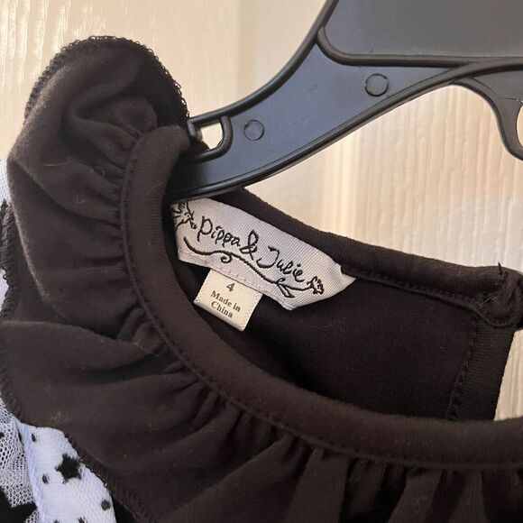 Pippa & Julie Blue Flocked Black Stars Mesh Jumper Dress 2-Pc Girls Size 4 NWT - Picture 7 of 12